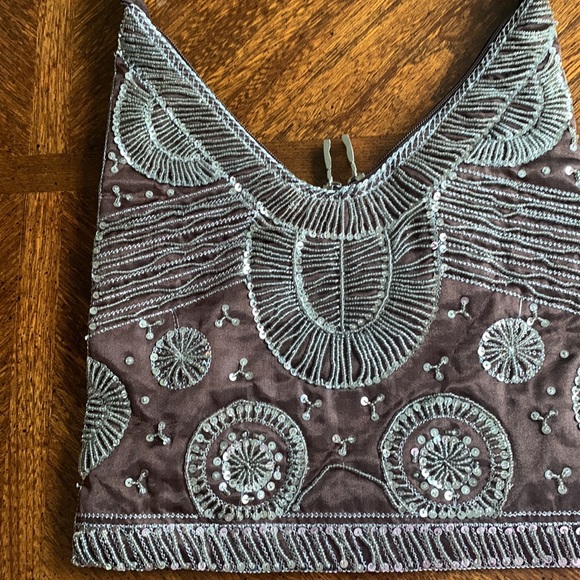 Aldo Brown nylon shoulder bag with silver & sequin design EUC - Picture 4 of 7